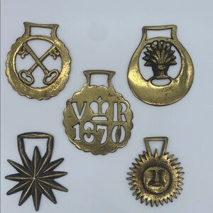 Vintage Brass Horse Medallions Set